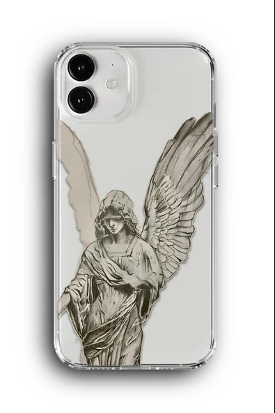 iPhone 12 Mini Uyumlu Baskılı Şeffaf Kılıf Kapak "Angel Çizim"