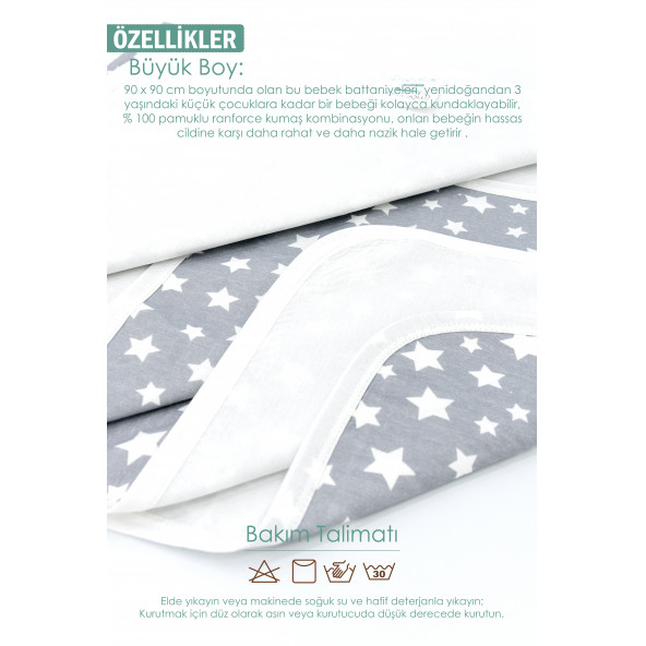 Mordesign Bebek Pikesi Stars Model, Kenarları Biyeli, Gri Renk - 2