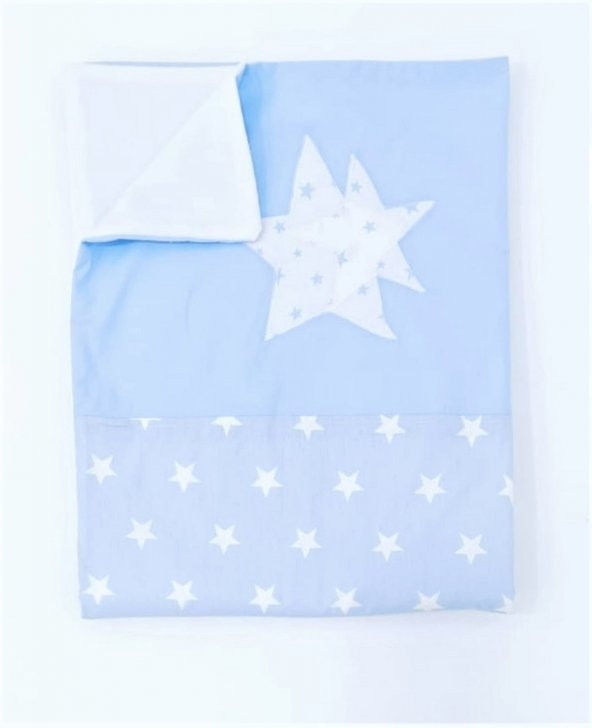 Bebek Anne Yanı Babynest Yatak, Polar Battaniye ve Yastık 5 li Set, Yıldız Desen Mavi Renk - 3