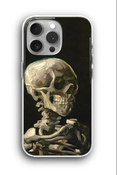 iPhone 12 Pro Uyumlu Baskılı Şeffaf Kılıf Kapak "İskelet Tablo Yağlıboya"