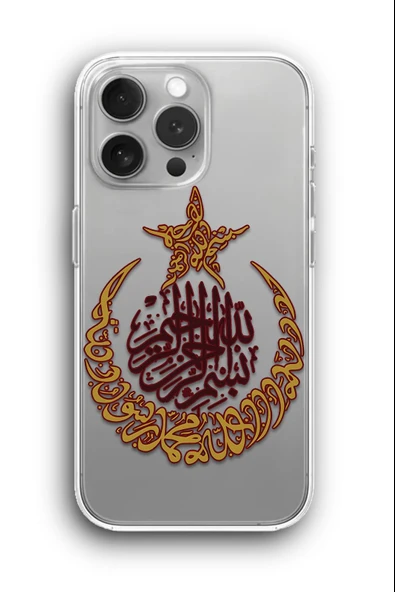 iPhone 12 Pro Uyumlu Baskılı Şeffaf Kılıf Kapak "Osmanlı Ecdad Tuğra Ay Yıldız"