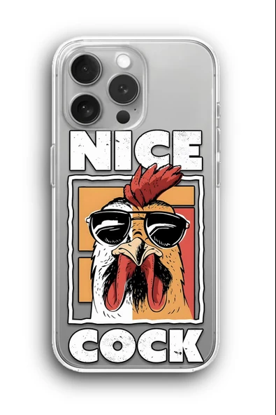 iPhone 12 Pro Uyumlu Baskılı Şeffaf Kılıf Kapak "Nice Cock Horoz"