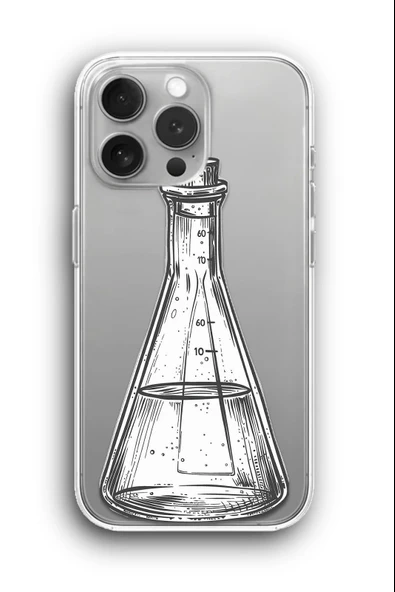 iPhone 12 Pro Uyumlu Baskılı Şeffaf Kılıf Kapak "Flask Erlenmeyer"