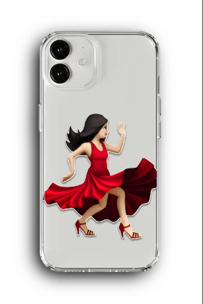 iPhone 12 Uyumlu Baskılı Şeffaf Kılıf Kapak "Tango Elbise Kırmızı Kadın"
