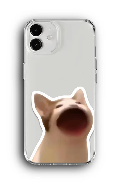iPhone 12 Uyumlu Baskılı Şeffaf Kılıf Kapak "Bağıran Cat"