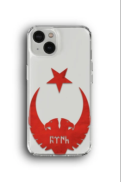 iPhone 13 Mini Uyumlu Baskılı Şeffaf Kılıf Kapak "Kırmızı Hilal Yıldız"