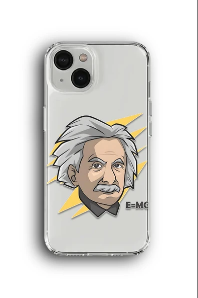 iPhone 13 Mini Uyumlu Baskılı Şeffaf Kılıf Kapak "Albert Einstein Emckare"