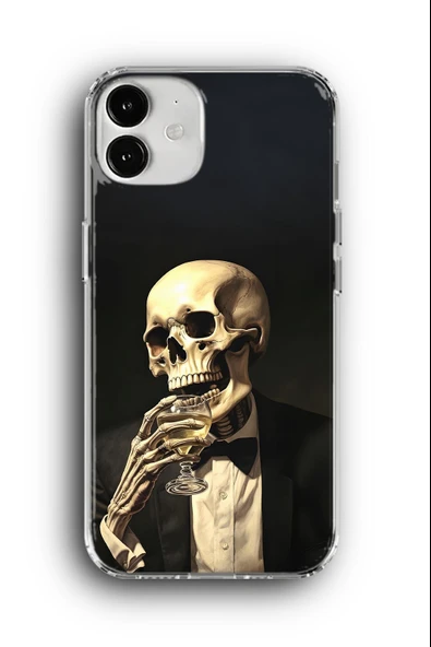 iPhone 12 Uyumlu Baskılı Şeffaf Kılıf Kapak "Mr. İskelet Bey"