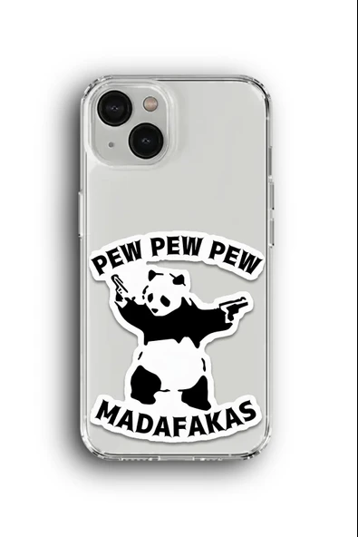 iPhone 13 Mini Uyumlu Baskılı Şeffaf Kılıf Kapak "Panda Madafaka"