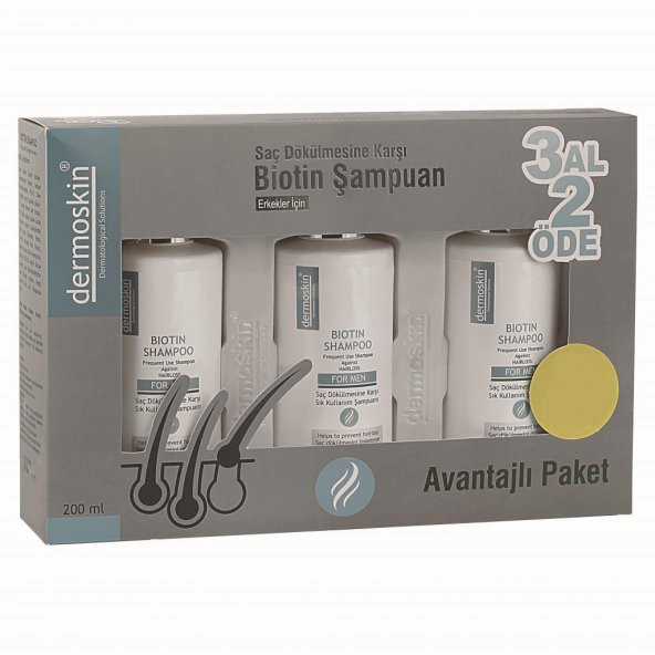 Dermoskin Biotin Şampuan Erkek 3 Al 2 Öde Avantajlı Paket