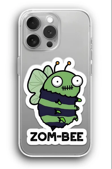 iPhone 13 Pro Max Uyumlu Baskılı Şeffaf Kılıf Kapak "Zombi Arı"