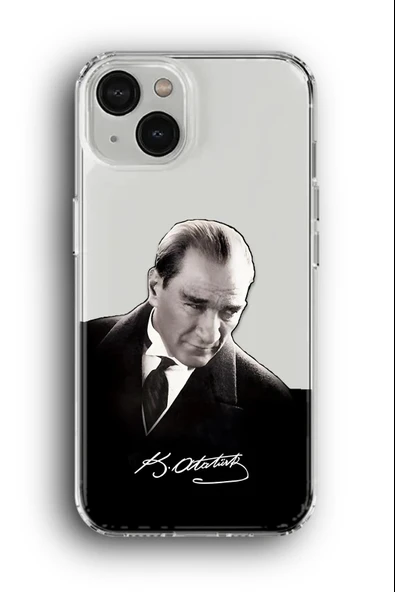 iPhone 13 Uyumlu Baskılı Şeffaf Kılıf Kapak "K. Atatürk İmza"