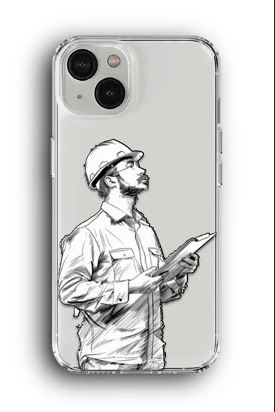 iPhone 13 Uyumlu Baskılı Şeffaf Kılıf Kapak "Mühendis Civil Engineer"
