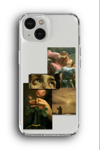 iPhone 13 Uyumlu Baskılı Şeffaf Kılıf Kapak "Art Kolaj1"