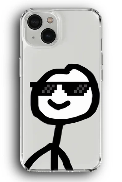 iPhone 14 Plus Uyumlu Baskılı Şeffaf Kılıf Kapak "Chill Adam Sunglasses"