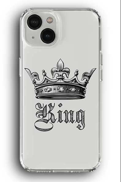iPhone 14 Plus Uyumlu Baskılı Şeffaf Kılıf Kapak "King Taç Crown"