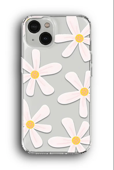 iPhone 14 Uyumlu Baskılı Şeffaf Kılıf Kapak "Papatyalar Daisy"