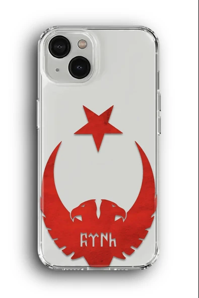 iPhone 14 Uyumlu Baskılı Şeffaf Kılıf Kapak "Kırmızı Hilal Yıldız"