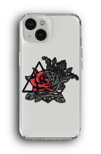iPhone 14 Uyumlu Baskılı Şeffaf Kılıf Kapak "Rose King"