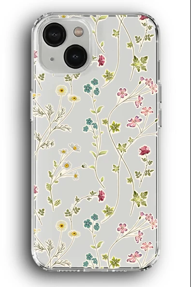 iPhone 15 Plus Uyumlu Baskılı Şeffaf Kılıf Kapak "Papatyalar Çiçekler Bahçe Rengarenk"