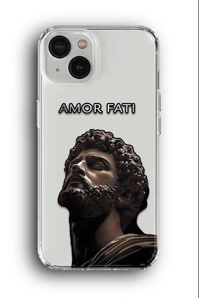iPhone 14 Uyumlu Baskılı Şeffaf Kılıf Kapak "Amor Fati Marcus"