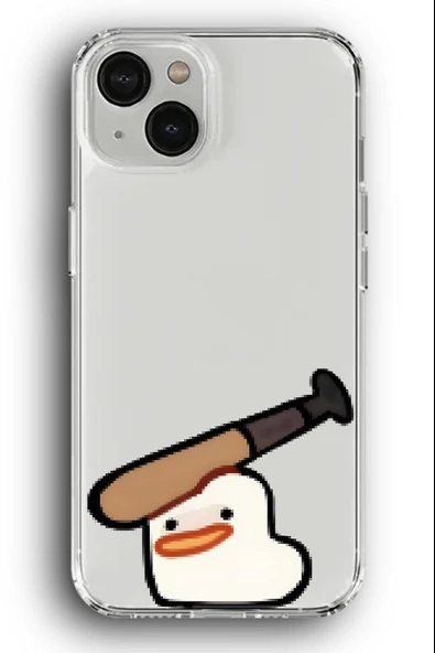 iPhone 15 Plus Uyumlu Baskılı Şeffaf Kılıf Kapak "Boink Sopa Ördek Meme"