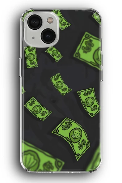 iPhone 15 Plus Uyumlu Baskılı Şeffaf Kılıf Kapak "Cartoon Para Cash"