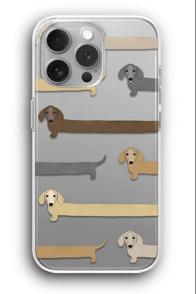 iPhone 15 Pro Max Uyumlu Baskılı Şeffaf Kılıf Kapak "Sosis Köpekler Sevimli Komik"