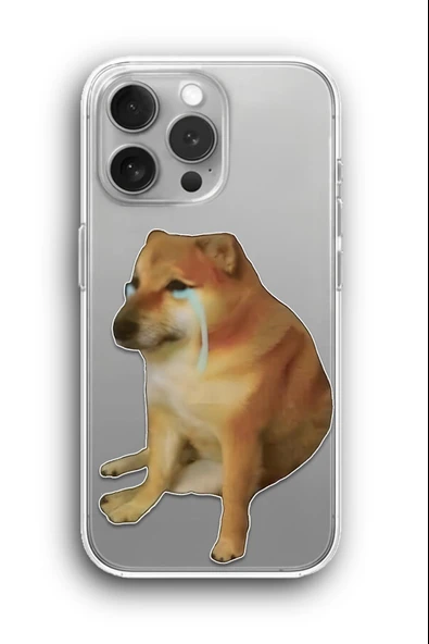 iPhone 15 Pro Uyumlu Baskılı Şeffaf Kılıf Kapak "Köpek Ağlıyor"