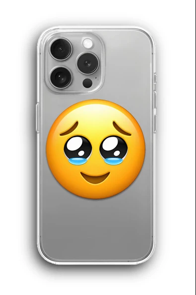 iPhone 15 Pro Uyumlu Baskılı Şeffaf Kılıf Kapak "Gözleri Yaşlı Emoji"