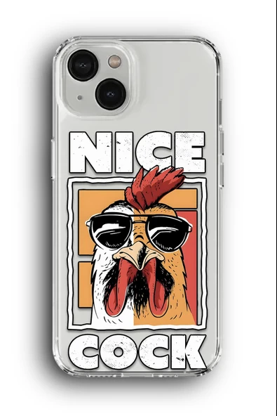 iPhone 15 Uyumlu Baskılı Şeffaf Kılıf Kapak "Nice Cock Horoz"