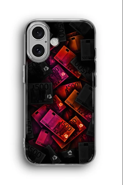 iPhone 16 Plus Uyumlu Baskılı Şeffaf Kılıf Kapak "Euro Avro Avrupa"