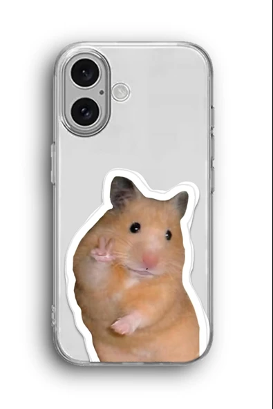 iPhone 16 Plus Uyumlu Baskılı Şeffaf Kılıf Kapak "Kıps Hamster Fare"