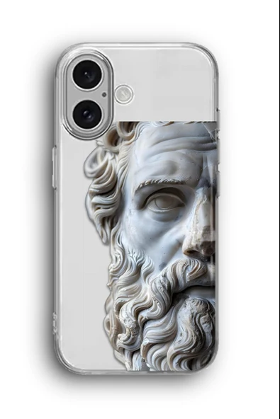 iPhone 16 Uyumlu Baskılı Şeffaf Kılıf Kapak "Greek Heykel"