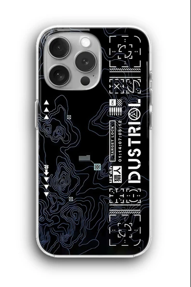 iPhone 16 Pro Uyumlu Baskılı Şeffaf Kılıf Kapak "Teknolojik Sci-Fi Topoloji Asker"