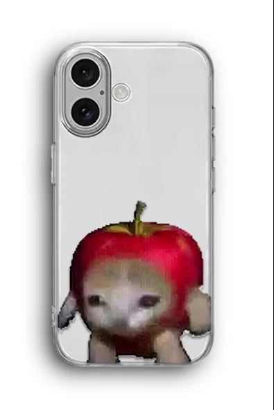 iPhone 16 Uyumlu Baskılı Şeffaf Kılıf Kapak "Elma Kedi 144P"