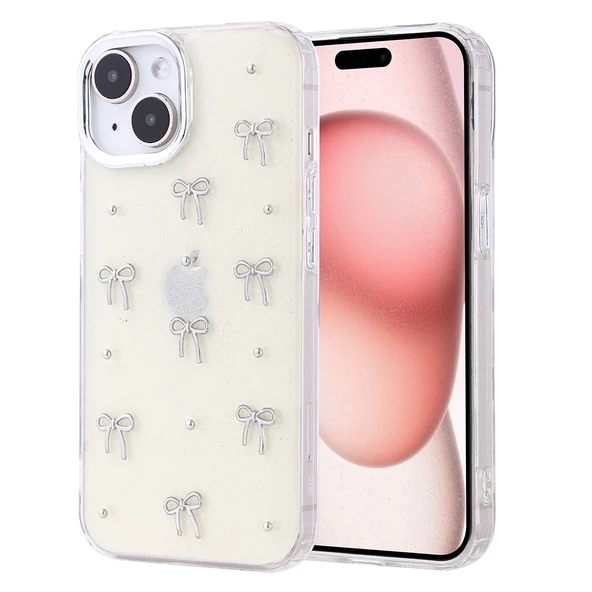 Apple iPhone 15 Kılıf Airbag Tasarımlı Simli Şeffaf Zore Kutup Kapak - 2