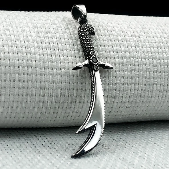 925 Ayar Zülfikar Kılıç Tasarımlı Gümüş Kolye Ucu - Resim 2