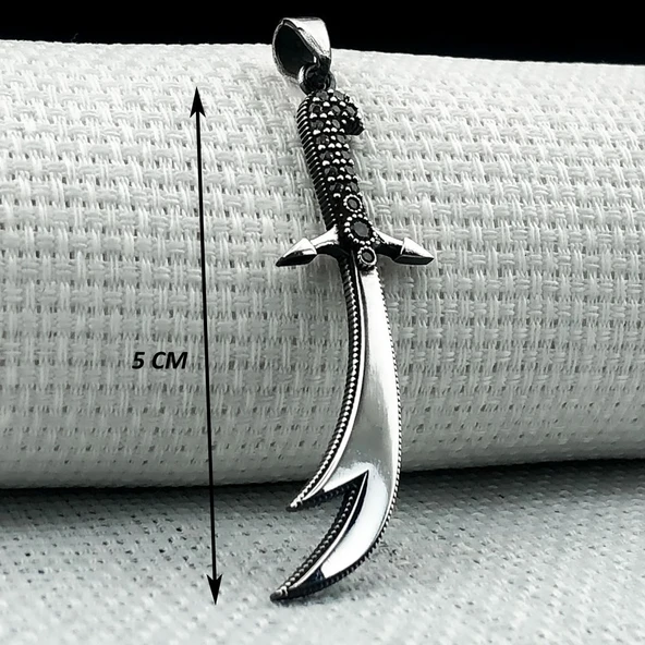 925 Ayar Zülfikar Kılıç Tasarımlı Gümüş Kolye Ucu - Resim 3