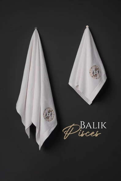 VAROL %100 MİCROCOTTON ÜST KALİTE HAVLU SETİ BURÇ NAKIŞLI - 32