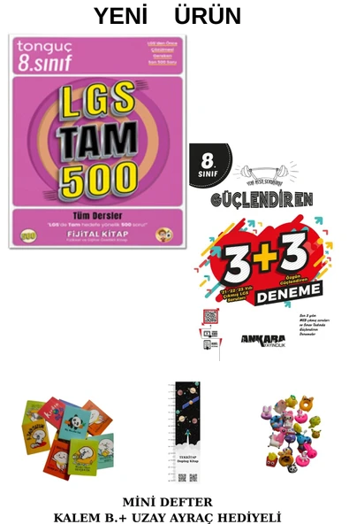 Tonguç 8. Sınıf TAM 500 Tüm Dersler SB.+ Ankara 3+3 DENEME ( 2 Kitap) (Uzay A+ Mini D.+Kalem B.) - 3