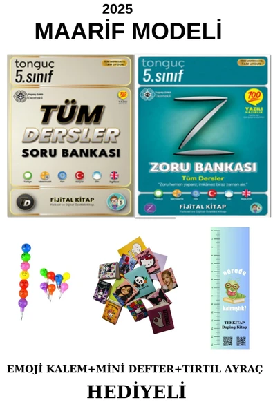 Tonguç 5. Sınıf Tüm Dersler + Zoru Tüm Dersler Soru Bankası 2 KİTAP (EMOJİ K.+MİNİ D.+TIRTIL A.) - 2
