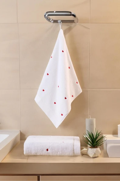 Varol Love Serisi Nakışlı Micro Cotton Banyo Havlu Seti - 17