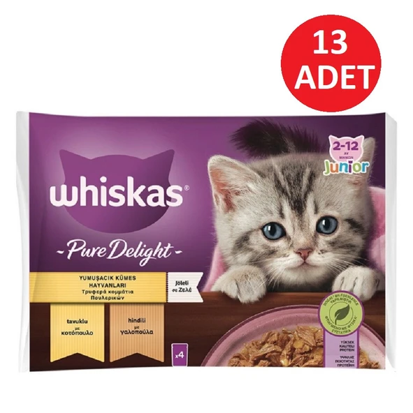Whiskas Pure Deligt Junıor Tavuk ve Hindili Yavru Kedi Poşet Mama 85 G 4'lü paket x13 Adet(52 adet yaş mama) - Resim 2