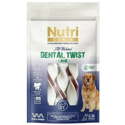 Nutri Canin Dental Twist Kuzu Etli Diş Sağlığı Köpek Ödülü 80 Gr