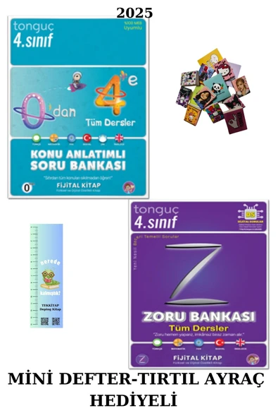 Tonguç 4. Sınıf  Zoru Bankası TD. + 0 DAN 4 TÜM DERSLER  SB. (2kitap)(Mini D.+Tırtıl Ayraç)GÜNCEL