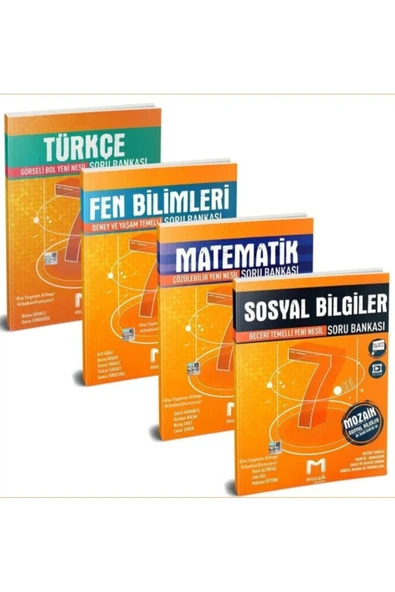 Mozaik 7. Sınıf Matematik Fen Türkçe Sosyal Bilgiler Soru Bankası 4'lü Set