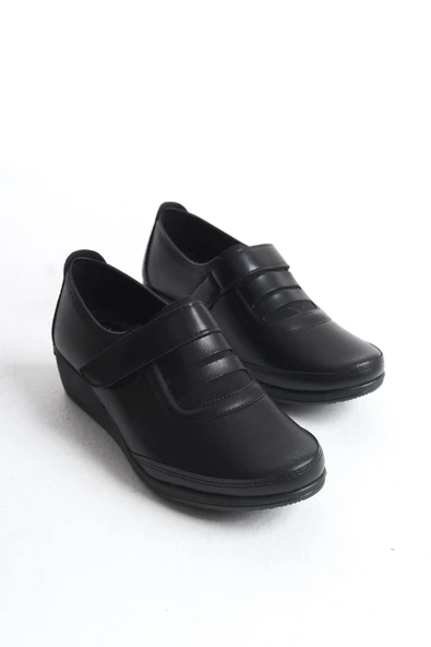 Kadın Comfort Taban Günlük Ayakkabı Cırtlı Hafif Yüksek Taban Yuvarlak Burun Ayakkabı - Resim 4