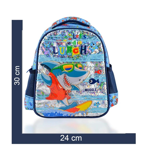 Muggle Tek Bölmeli Cute Shark Anaokulu Çantası Mavi (MU-0051) - 2