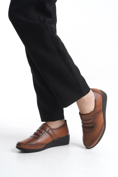 Kadın Comfort Taban Günlük Ayakkabı Cırtlı Hafif Yüksek Taban Yuvarlak Burun Ayakkabı - Resim 7